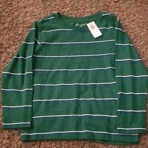 Old Navy Green Striped Kids Shirt